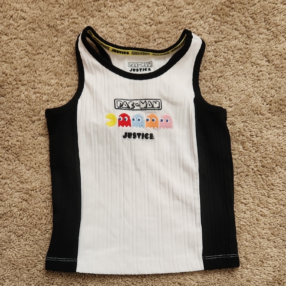 Justice Kids Black and White Pac-Man Tank Top
